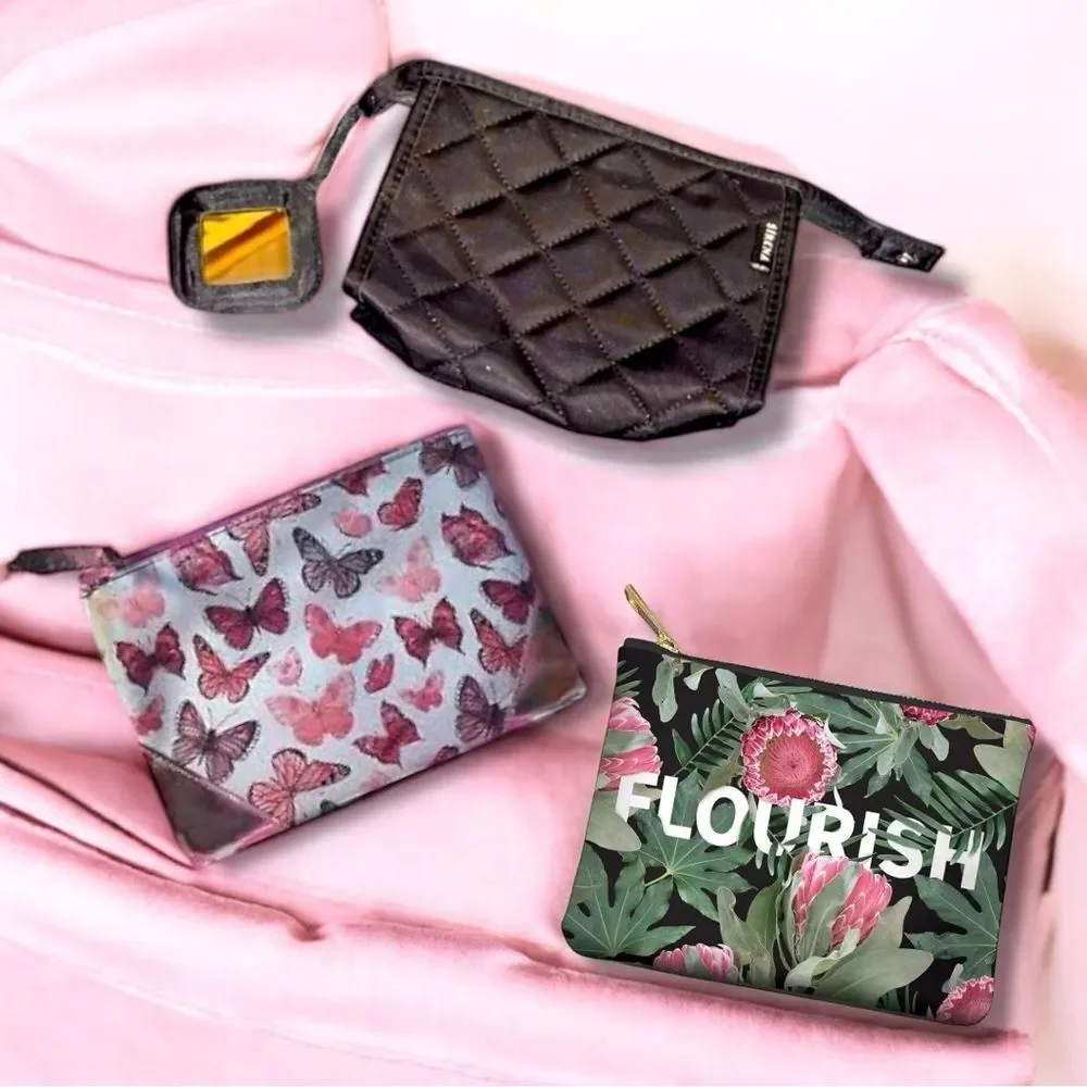 BUNDLE DEAL: 3-Piece Stylish Cosmetic Bag Set (NWOT/EUC)